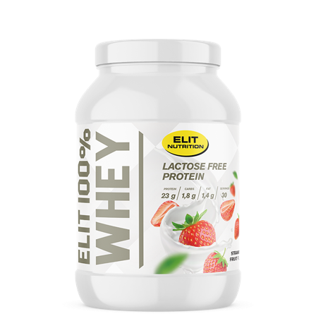 Laktosefri Proteinpulver Elit Nutrition ELIT 100% Valle Laktosefrit Proteinpulver 900 g, Strawberry Fruit - Bodyman.dk