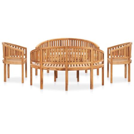 Vidaxl Loungeset För Trädgården 5 Delar Bananformad Massivt Teak Brun