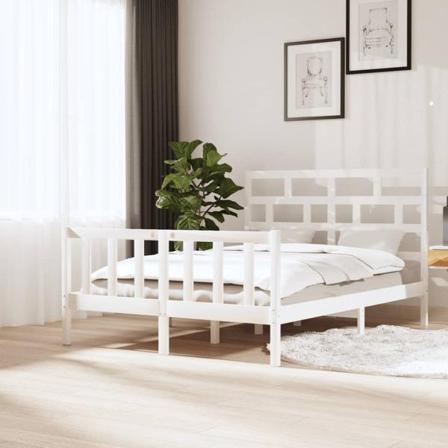 Vidaxl Sängram Vit Massiv Furu 140x200 Cm Vit