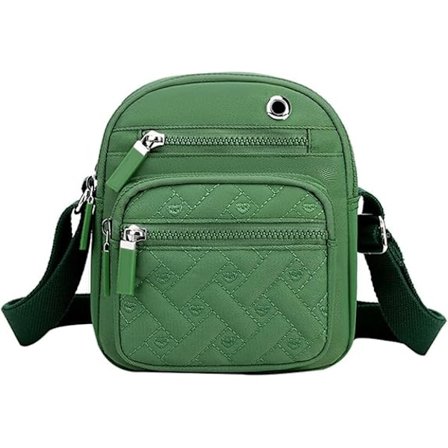 Damväska i canvas, axelväska, crossbody, mobilväska för shopping, resor, grön