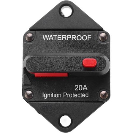 DC 32V Sikringsautomat med Manuel Nulstilling, 20A Vandtæt Termisk Sikringsautomat Smelte Sikring Inverter til Bil Marine Båd Lastbil Bus RV ATV