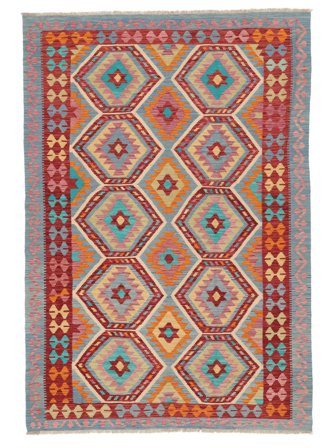 Hand Woven Kilim Afghan Old Style Rug 170X247 Wool Dark Red/Dark Grey