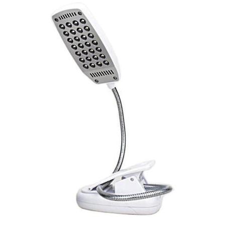 USB LED Lampe med 28 LED'er, 3 Lysstyrkeindstillinger - Klipsholder - Hvid