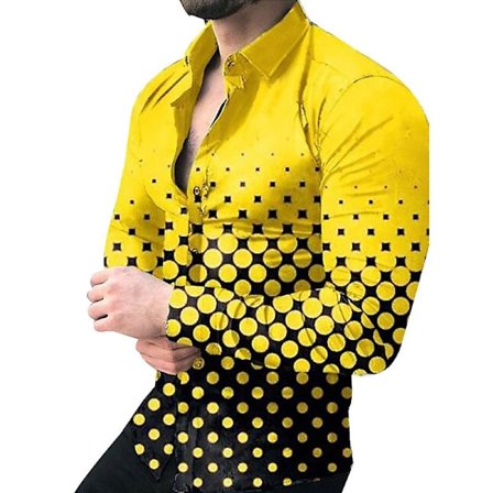 Herre Casual Tonal Langærmet Trykt Tynd Skjorte Mode Casual Farvekontrast Gradient T-shirt