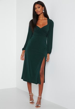 Bubbleroom Occasion Giulia Long Sleeve Dress Dark green Klær