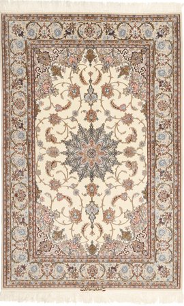 Isfahan Zijden Pool Mazaheri Vloerkleed Handgeknoopt 130X200 Beige/Bruin Perzië