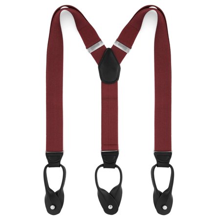 Szerokie burgundowe szelki na guziki dla mężczyzn - Szelki na guziki
