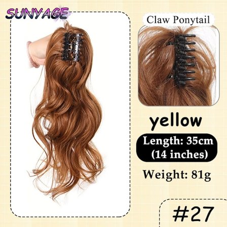 SUNYAGE synteettinen aaltoileva poninhäntäpidennys hiuslisäke Lyhyt kihara kynsinen poninhäntä naisille Lämmönkestävä poninhäntäklipsi väärennös