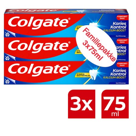 Colgate Tandpasta Karies Kontrol 3x75 ml, Medicin & Pleje, Mund & Tandpleje, Tandpasta