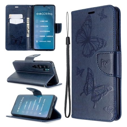 Butterfly läder Xiaomi Mi CC9 Pro / Xiaomi Mi Note 10 / Xiaomi Mi Note 10 Pro fodral - Blå
