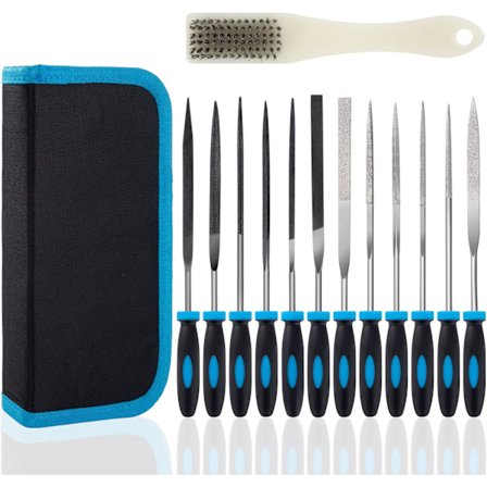 Karbonstål/diamantfiler og rasp 13PCS, 150mm flat/rund/halvrund/trekantet/nål