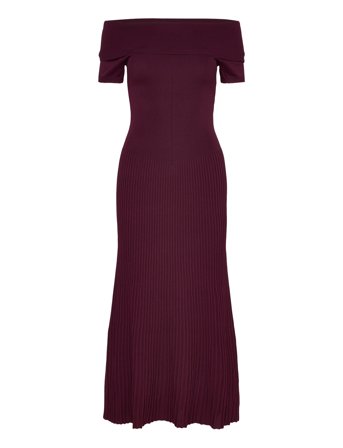 Bardot Harro Pleated Knit Dress - Burgundy - XS