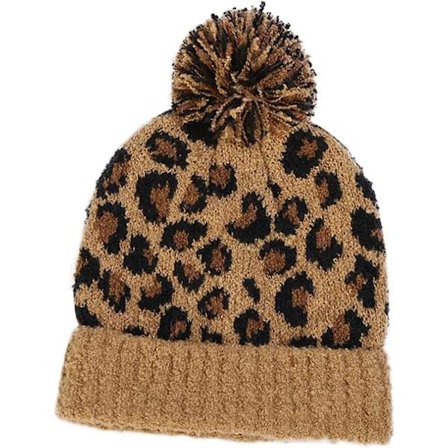 1 kpl Leopardikuvioinen Pipo Neulostuppi Pipo Pompom Pipo Tekoturkis Pipo Pompom Pipo Paksu Leopardi Pipo Lämmin Lakki