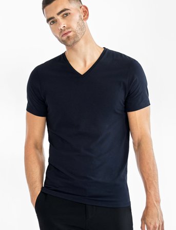 Bread & Boxers V-Neck T-Shirt - Navy - M