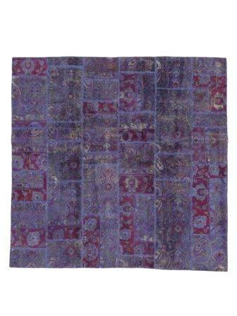 200X200 Tapis Patchwork Moderne Carré Bleu Foncé/Noir (Laine, Perse) Carpetvista