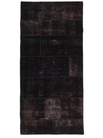 120X257 Tapis Patchwork Moderne Noir (Laine, Perse) Carpetvista