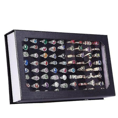 Høy kvalitet 72-roms ringboks fløyels smykker ring displayboks smykker oppbevaring