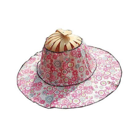 2 i 1 Bambus Sammenleggbar Viftehatt for Kvinner Jente Håndholdt Sammenleggbar Vifte Reisehatt Sommerhatt Bambus Dansevifte Reise