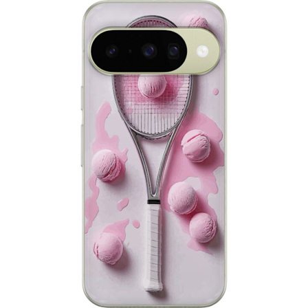 Kompatibel Mobilcover til Google Google Pixel 10 Rosa glaskugler og tennisketsjer i et kreativt stillbillede med legende popfølelse og moderne design