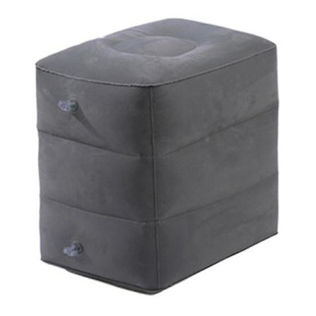 Inflatable Airplane Foot Rest Pillow Adjustable Height Durable Soft General Use Foldable Portable Dark Grey