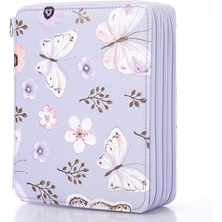 120 paikkainen penaali värillisille lyijykynille, kynälaukku vetoketjullisella säilytyslaatikolla värillisille lyijykynätarvikkeille (violetti 