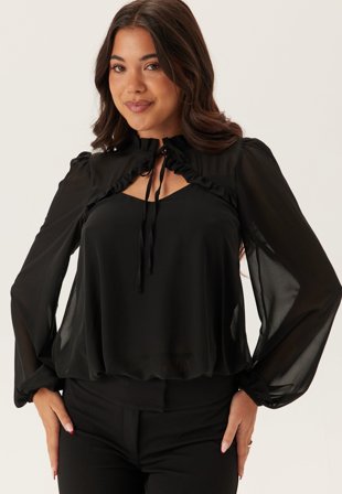 BUBBLEROOM-Frill Tie Blouse-S