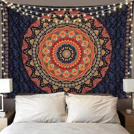 Boho Mandala Tapestry Aesthetic Hippie Tapestries Vintage Wall A