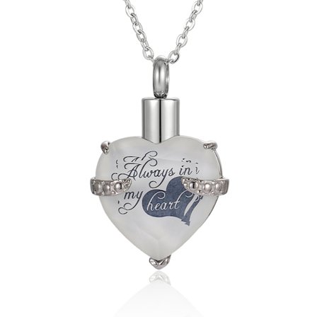 Minnessmycke Urna Halsband Hjärta Minnesgåva Hänge Askbehållare Kremerings Smycken för Aska (mjölkvit)