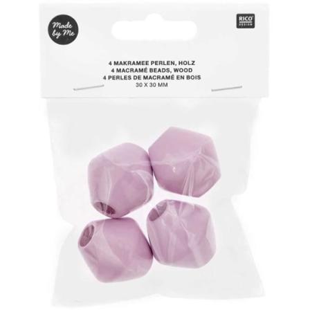 4 kehruuhelmiä makramélle - lila puu - 30 mm