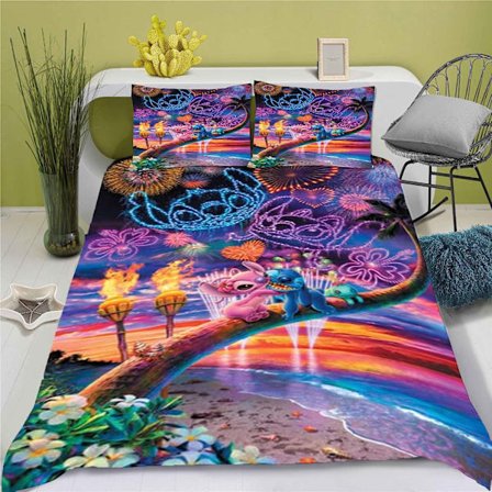 wish Stitch 3D digitaltryck quilt cover, lakan, tredelad sängklädesset