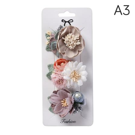 3 St/ Set Konstgjorda Blomma Baby Hårklämmor Pearl Chiffong N