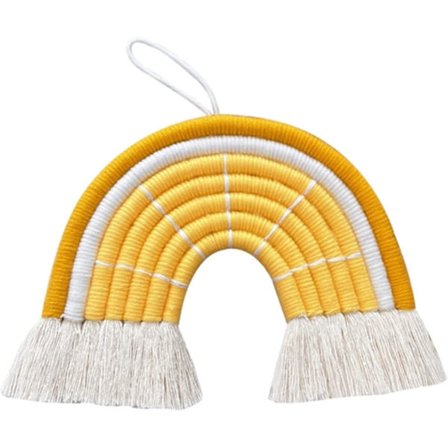 Regnbuevægophæng i blonder, vævet frynsevægophæng, håndvævet regnbuedekoration (b)