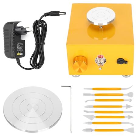 Leireformingsmaskin Mini Keramikk Hjul DIY Håndverk Tilbehør med 10cm Dreieskive 100‐240VEU Plugg
