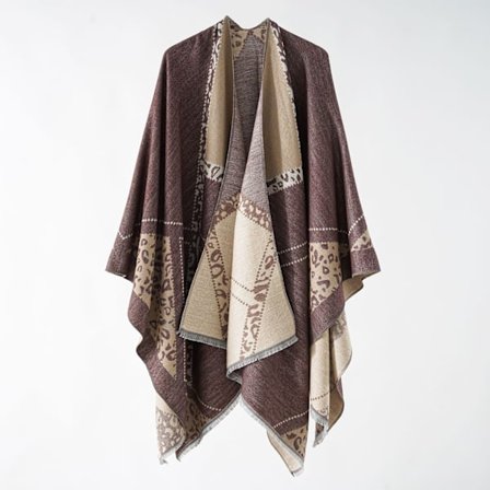 1PC Ruskea Poncho Naisille - Suuri Neulokääre Talveen - Paksu a