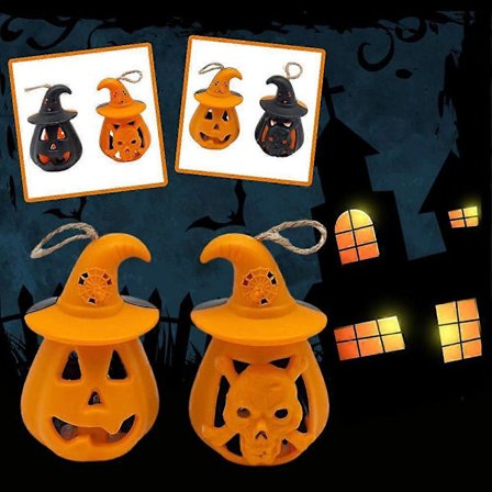 Dobbeltsidige Halloween Gresskarlykter Bærbar Hodeskalle LED-lys