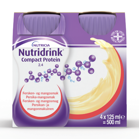 Nutridrink Compact Protein Næringsdrikk, Fersken og mango, 4x125 ml