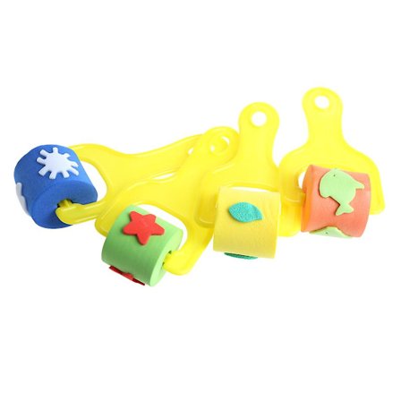 4 stk. Svamprulle Stempel Skum Maling Håndverk Stempler Barn Eva Leker DIY