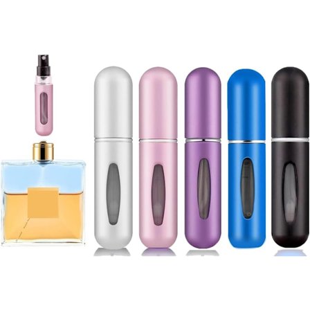 Parfymfördelare, 5-pack, parfym reseflaska, 5 ml påfyllningsbar parfymsprayflaska, lätt att fylla på, tom fördelare för handväska, handväska