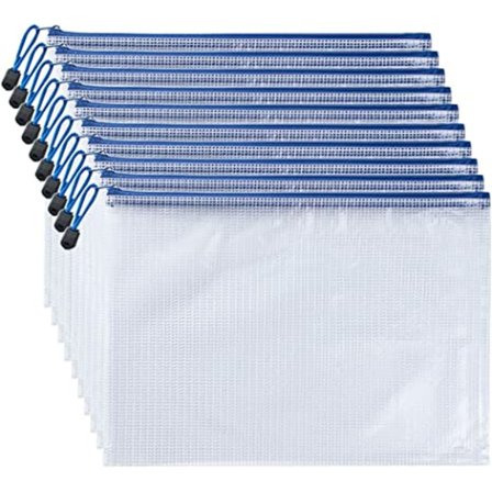 24 kpl läpinäkyviä vetoketjullisia arkistopusseja