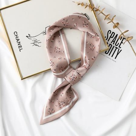 Firkantet silkesatin tørklæde til kvinder, hårbånd, halsklæde, tilbehør, pink