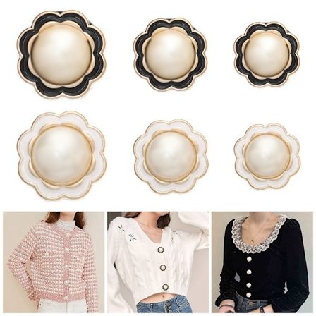 10st Pearl Clothing Knappar Skjorta Knappar SVART 18MM 18MM