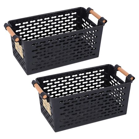 3x Plast Oppbevaringskurv til Skrivebord, Rektangulær, Bærbar Oppbevaringsboks til Bad, Kurv til Bad, Kjøkken, Deb