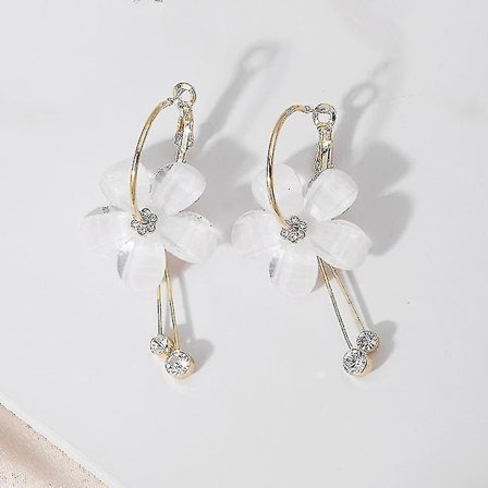 Simple Trendy Store Akryl Blomster Hænge Øreringe Til Kvinder Guldfarve Krystal Lange Hænge Øreringe Blomster Smykker