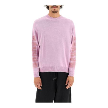 Barrow Barrow wool blend sweater with jacquard logo Lilla, Herre