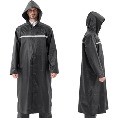 Voksen Regnjakke Lang Vandtæt Regnjakke Genanvendelig med Refleksbånd Letvægts Åndbar Voksen,XXXL