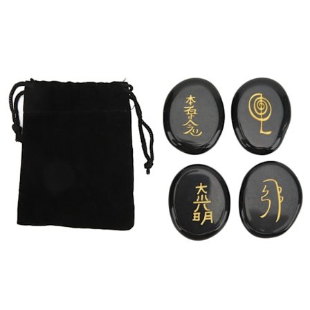 4 stk Reiki-symboler Steiner Glattere Overflater Graverte Reiki-steiner for Hjemmedekorasjon Meditasjonspynt Gave Obsidian