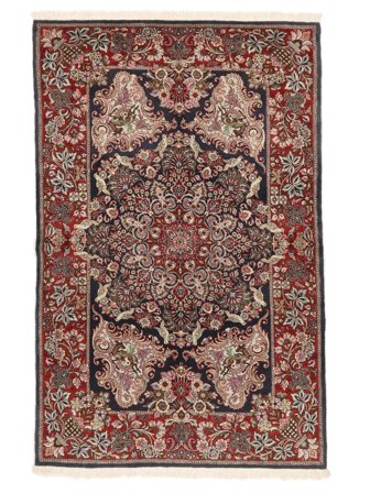 Sarouk Fine Rug Hand Knotted 133X206 Brown/Dark Red