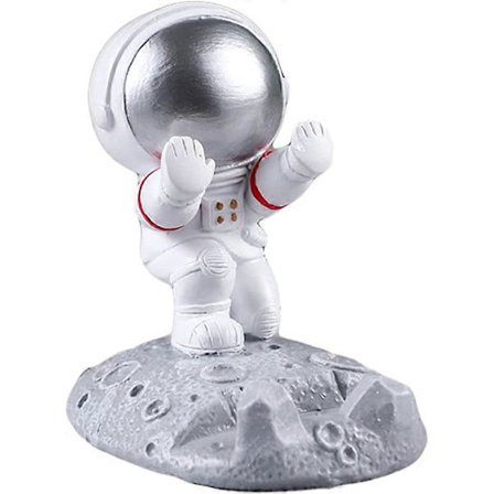 Astronaut mobiltelefonholder sølv, astronautbilde astronautstatue skrivebord mobiltelefonholder, skrivebordsdekorasjon kreativ mobiltelefonholder