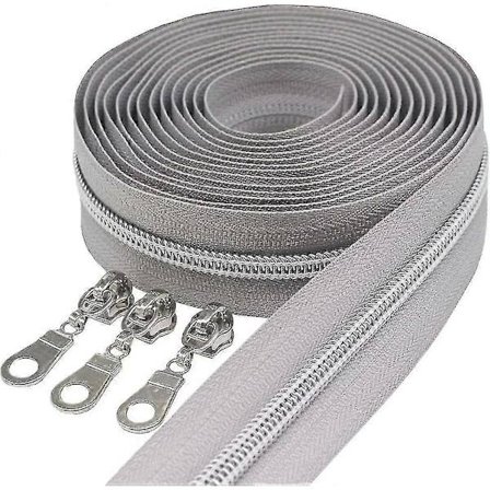 Silver Metallic Nylon Dragkedjor Per Meter Bulk Dragkedja Rulle 10 Meter Med 25st Dragsko För DIY Sömnad Hantverksväskor (Grå)-jie
