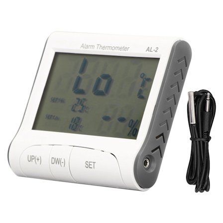 Digital termometer Hygrometer °C/°F Hög låg temperatur automatiskt larm Digital lagringsfunktionsmätare med LCD-skärm
